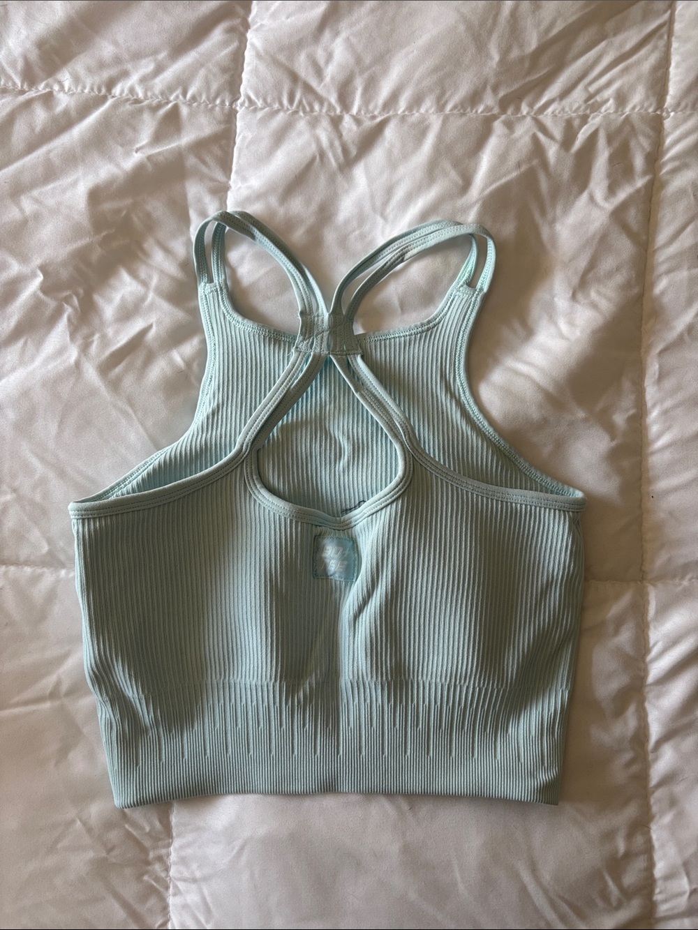 Ribbed Racerback Crop Sports Bra in Light Mint